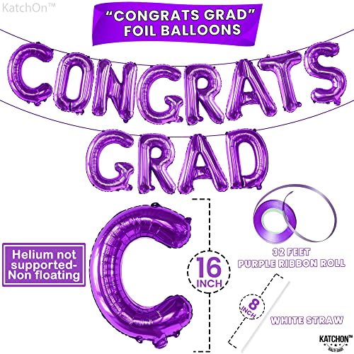 Image of KatchOn, purple Congrats Grad Balloons - 16 Inch | Congrats Grad Banner For Graduation Decorations 2026 | Congratulations Banner For 2026 Graduation Decorations | purple Graduation Balloons