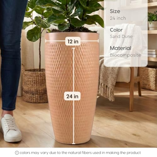 Image of Eha Earth Friendly Premia Big Planters for Home Decor | 24 inch, Pack of 1 | Plant Pot Made with Rice Husk | UV Protected Pot for Plant | Pots & Planters Big Size | Dune
