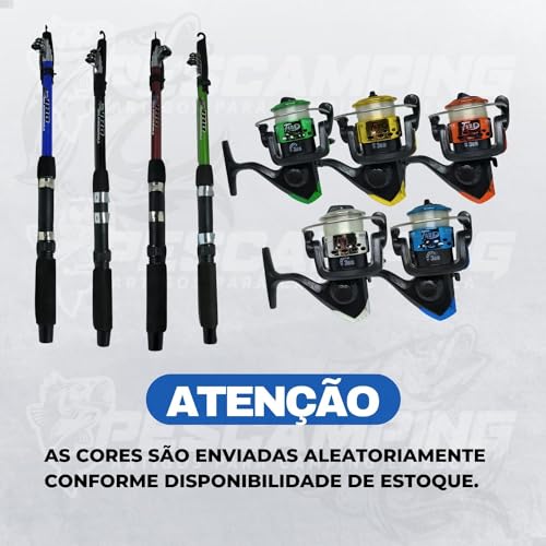 Kit De Pesca Completo 2 Vara + 2 Molinete e Maleta Com Acessórios Bóias, Anzóis, Chumbadas, Iscas, G