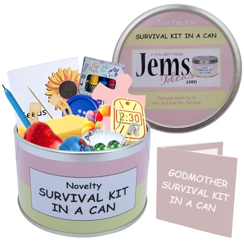 Godmother Survival Kit In A Can. Novelty Fun Gift - Humorous Godparent All In One Thank You Present & Card. Christening/Baptism/Naming Day