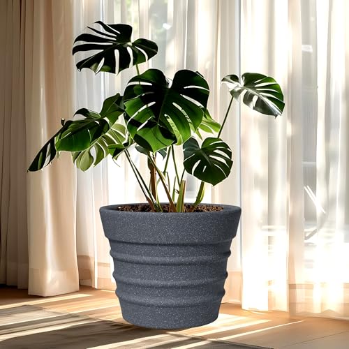 Image of YUCCABE ITALIA Fox B BR 21 Inch Grey Planter Pot Large Decorative Flower Pot for Garden & Terrace