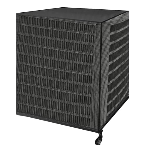 GLMFAN Air Conditioner Cover for Outside Units Full Mesh Ac Covers for Outside Breathable All Seasons Waterproof Outdoor Central AC Unit Cover Protect from Leaves Weeds Cottonwood 32x32x36in