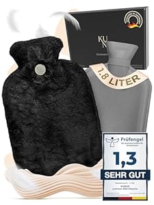 KUNU® Wärmflasche 1.8l mit Plüschbezug