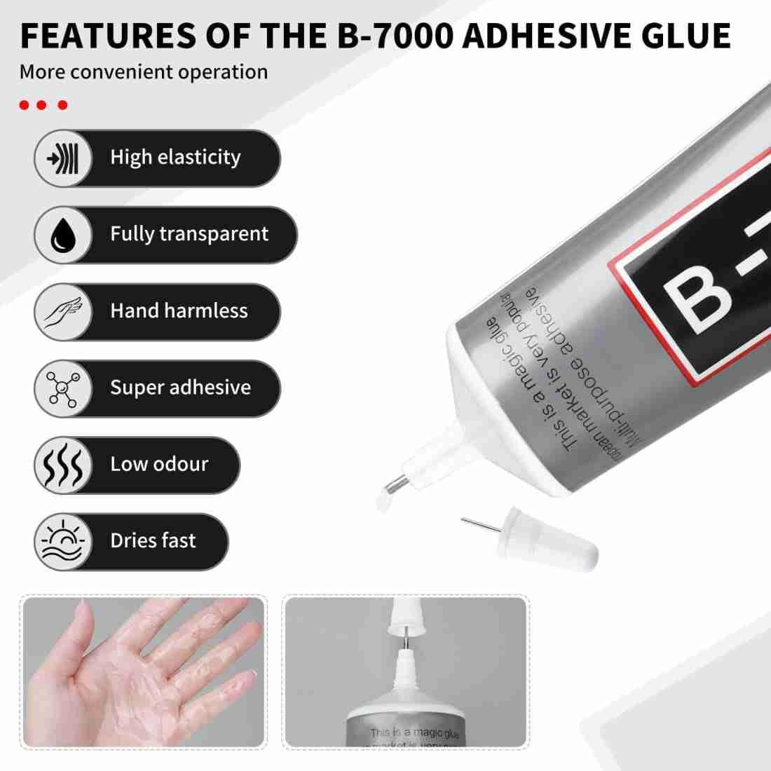 NH Fashion Hub 50ML Jewelry Glue for Metal and Stone, Multipurpose B-7000 Rhinestones Bonding Gum Flexible Clear Glue Super Adhesive Rhinestones for Metal Crafts Diamond Nail Fabric Repair. 1