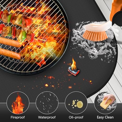 ImnBest Feuerfeste Unterlage 150x100cm, Faltbare Grillmatte Bodenschutz Grillunterlage, Silikon-Glasfaser Hitzebeständige Wasserbeständige Grillmatte für BBQ Grills, Kamin, Boden, Rasen und Camping – Bild 3