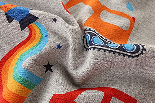 Funnymore Toddler Boy's Crewneck Sweatshirt Clothes,Long Sleeve Shirt Top Outfit Grey Excavator 5T #TOP5