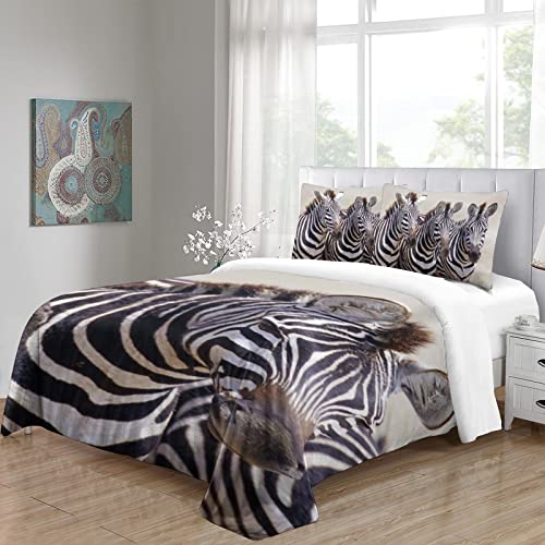 Housse de couette zèbre impression 3D finitions soignées lit 135x200 - 5