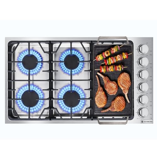 AAOBOSI Gas Stove Top, 30inch Gas Cooktop with 46,000 BTUs Burners