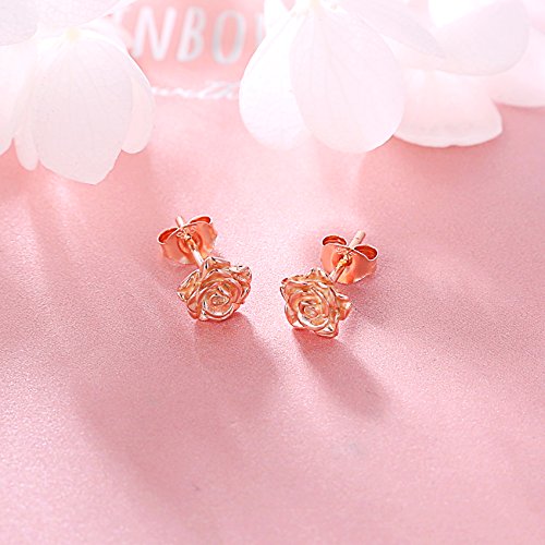 S925 Sterling Silver Rose Flower Clip Stud Promise Cute Earrings For Women Teen Jewelry #TOP2