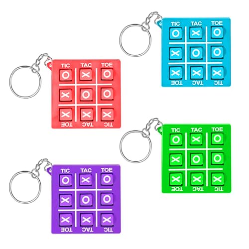 4-Stück Tic Tac Toe Mini Spiel Mitgebsel Kindergeburtstag Gastgeschenke 7, 8, 9, 10 Jahre Mitbringsel Gastgeschenk Nützliche Party-Mitgebsel Schlüsselanhänger Tik Tak Kinder für Mädchen Jährige Spiele