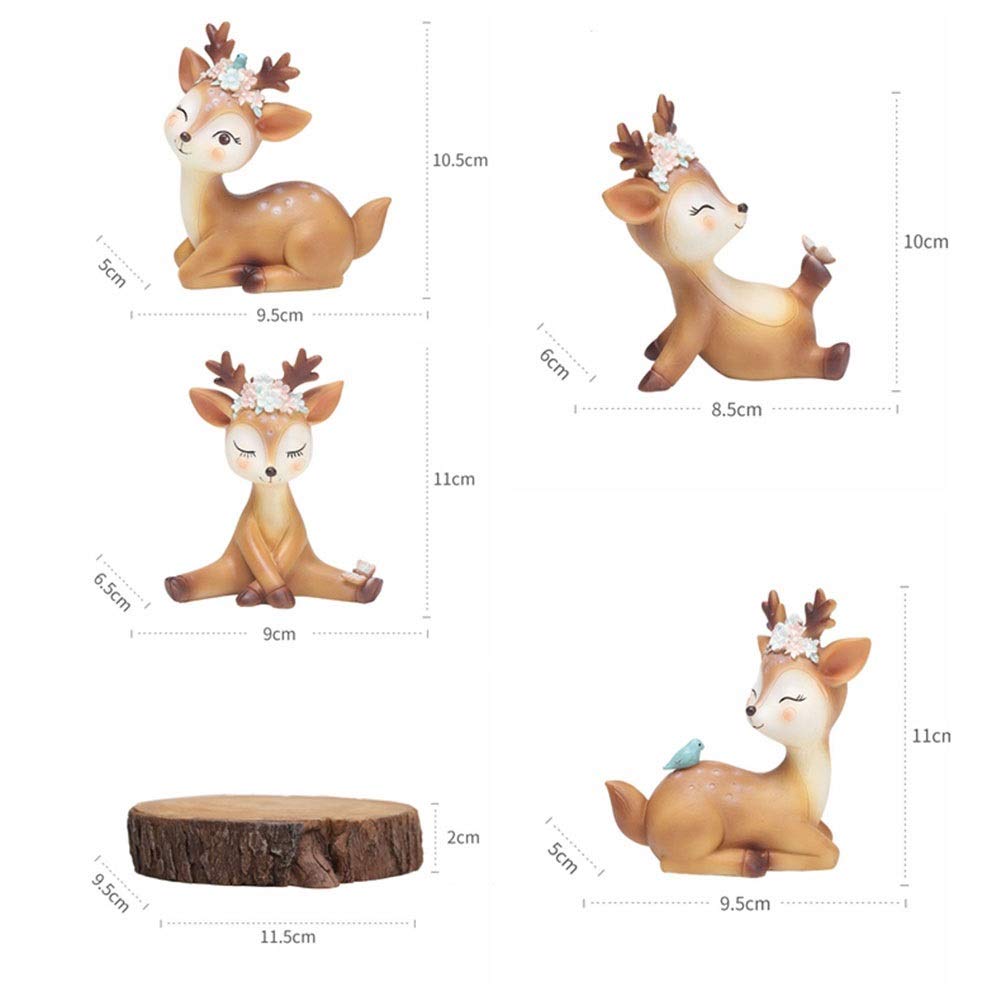 HH-HH Car Ornaments, Sika Deer Small Ornaments Car Dashboard Decorations Lovely Cartoon Animal Office Furnishings Birthday Present (Color : 5pcs)