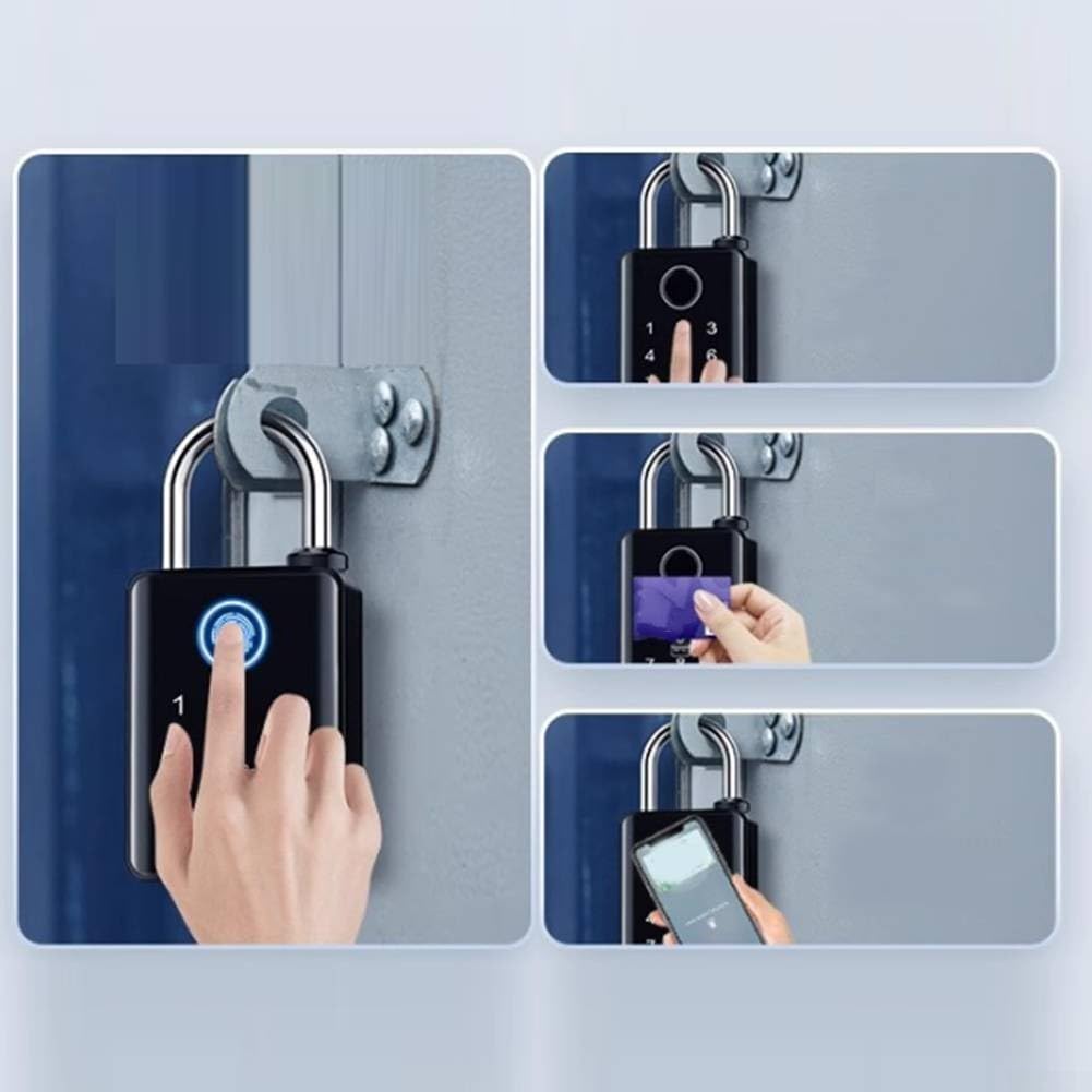 Cadenas à empreintes digitales avec jusqu'à 50 empreintes digitales et 100 mots de passe NFC sans clé pour ACCESS Serrure extérieure étanche en alliage de zinc pour entrepôt de jardin (10 mm)