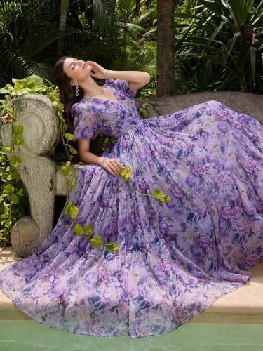 Image of TOLEEN Summer Casual Dresses for Women 2026 Spring Fashion Boho V Neck Long Sleeve Ruffle Floral Print Elegant Maxi Dress