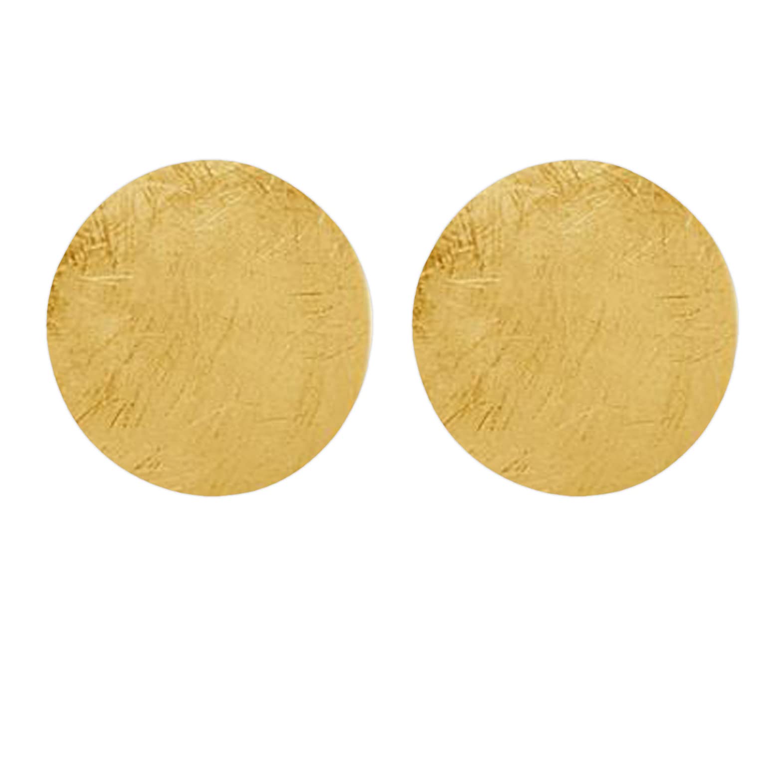Nenalina Ohrstecker vergoldet 925 Silber Damen Ohrringe Gold flach rund | gebürstet 8 mm für Frauen und Mädchen
