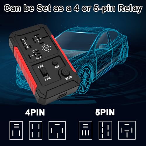 Image of STHIRA DC 12V Automotive Relay Tester for 4PIN and 5PIN Testing, USB Rechargeable Car Relay Voltage Tester with Switch & Light Indicator, 5V DC, 1A-2A Input, Universal Relay Tester Device
