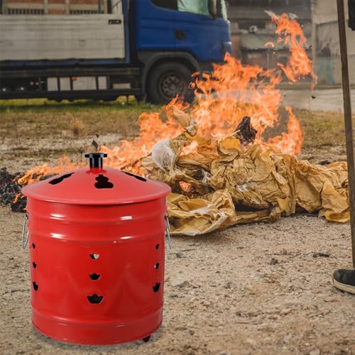 Qmjddymx HGSBL240929ABHZSMX Paper Burner, Stainless Steel Incinerator Burn Barrel Hollow-Out Burn Cage With Lid And Handle, Burn Barrels For Outside For Burning Trash thumb #4