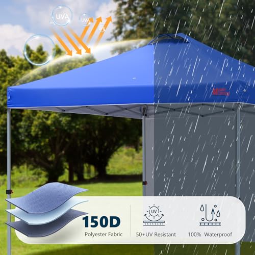 Image of MASTERCANOPY 10x10 Durable Pop Up Canopy Tent with 1 Sidewall, Blue