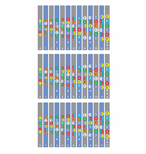 Image of KREEPO Guitar Fretboard Sticker Beginner Learner practicing Fingerboard Fret Note For All 6 Strings Acoustic-Electric Sticker Multicolor(9.1cm X 14.5cm)