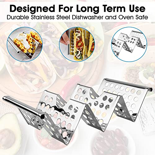 Origenuin Taco Holder Stand | Set Of 4 Premium Stainless Steel Taco Holders | Stylish Taco Tray | Taco Rack | Oven, Grill And Dishwasher Safe (Hollow) #TOP3