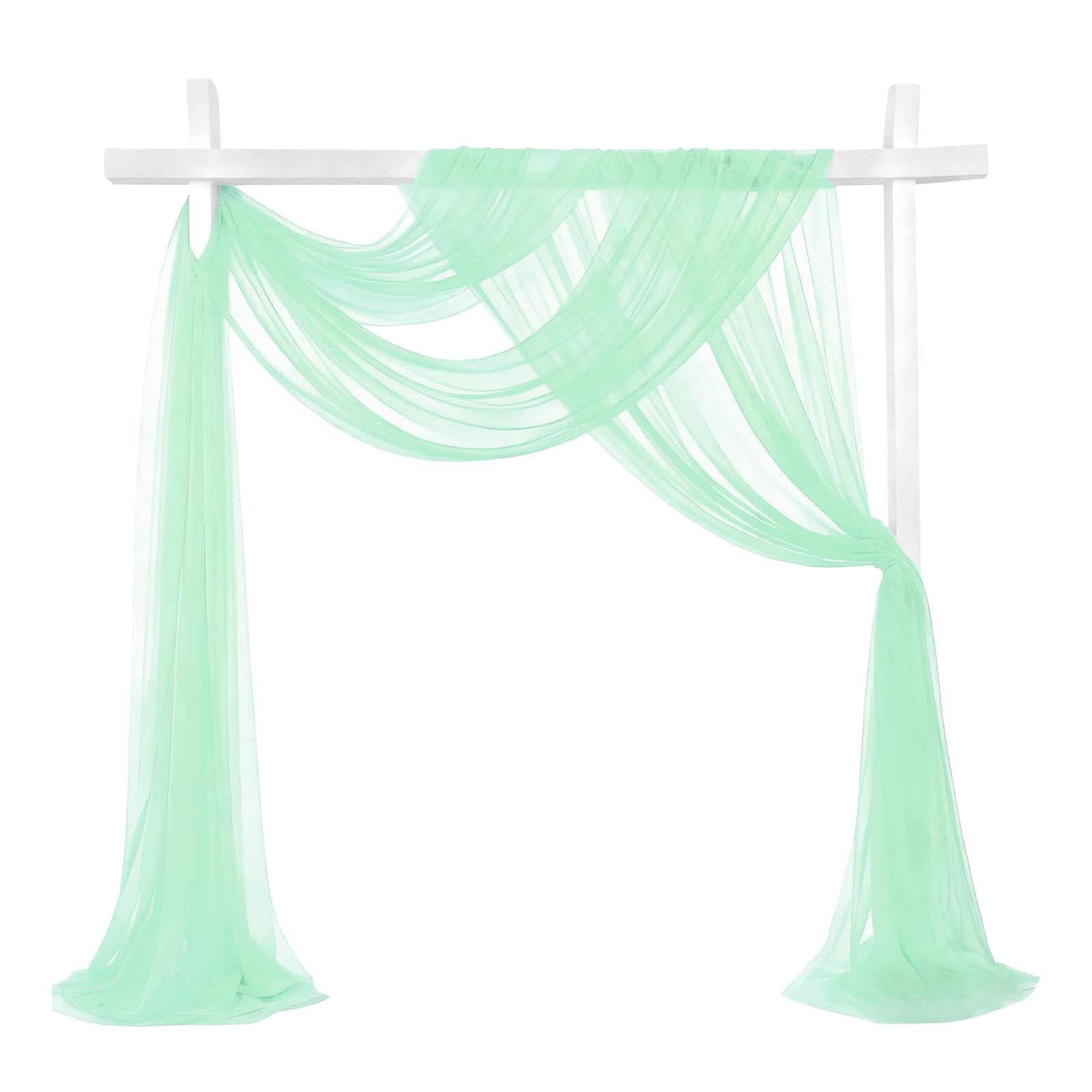 sourcing map Wedding Arch Draping Fabric, 32" x 33Ft Sheer Drapes Chiffon Fabric for Wedding, Birthday Decoration, Ceremony Archway Drapes, Pale Green