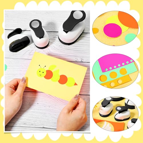 Image of CHENGU 6 Pcs Circle Punch Set 3in /2in /1.5in /1in /0.6in /0.3in Scrapbook Hole Punchers Crafting with 10 Sticker Paper Round Cutter Scrapbook for Office Supplies DIY Albums Photos(Black)