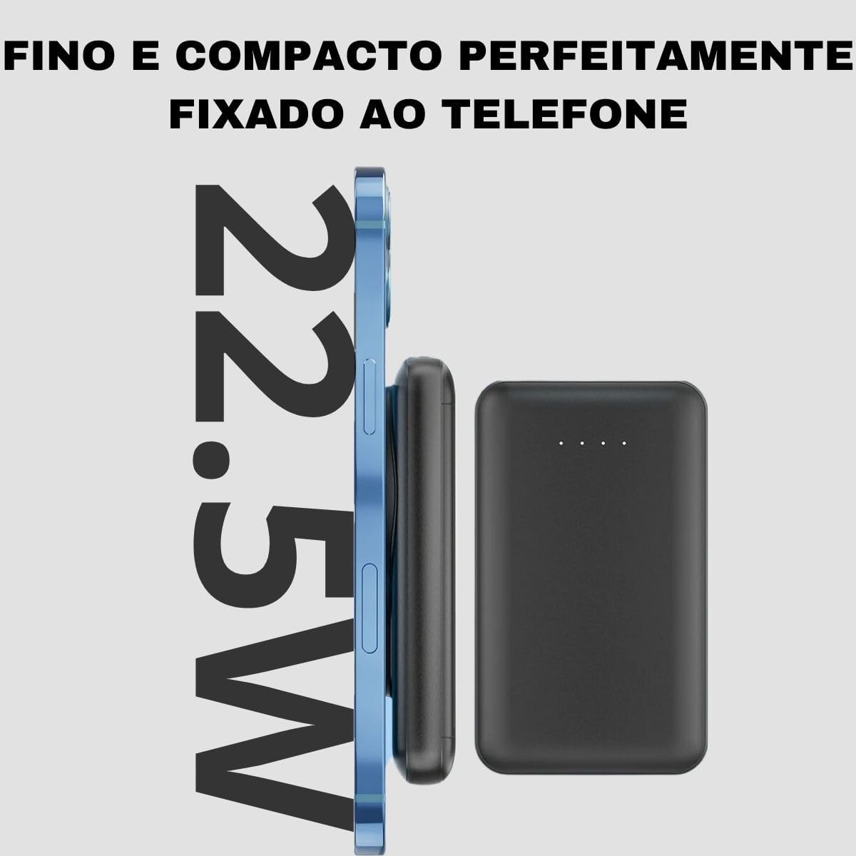Carregador Portátil sem fio Power Bank por indução 10000mAh Carregamento super rapido de 22.5W compativel com celular com carregamento sem fio (Branco) Carregador Portátil sem fio Power Bank por indução 10000mAh Carregamento super rapido de 22.5W compativel com celular com carregamento sem fio (Branco)