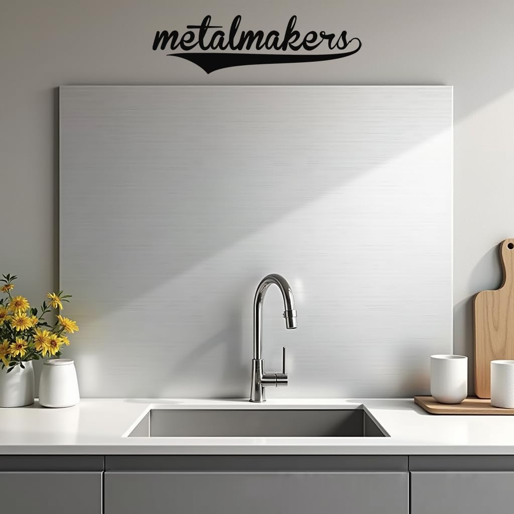 Credence Aluminio Cepillado. Fondo de campana de aluminio cepillado. Varios tamaños. Protección de pared de aluminio 5005H14 cepillado, antihuellas, aluminio (1,5 mm, 60 x 60 cm)