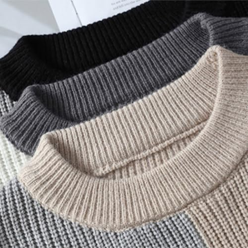 Oversized Patterned Sweaters for Men Winter Casual Vintage Cable Knit Crewneck Long Sleeve Heavyweight Pullover Tops2