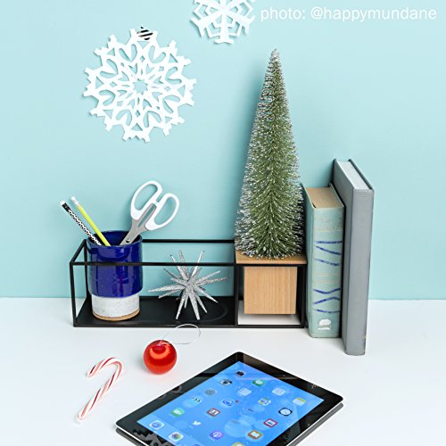 Umbra Cubist Zwevend rek met geïntegreerde plantenpot – moderne wanddecoratie en geometrische wandplank voor fotolijsten, kaarsen, brillen, kamerplanten en nog veel meer! Klein, metaal/hout, zwart - Image 5