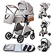 YAZOCO Passeggino 3 in 1 Carrozzina Multifunzionale Carrozzina Ovetto Pieghevole Set Passeggino Neonato Sedili Parapiedi Zanzariere Vista Dall'Alto (4 Grigio argento) immagine