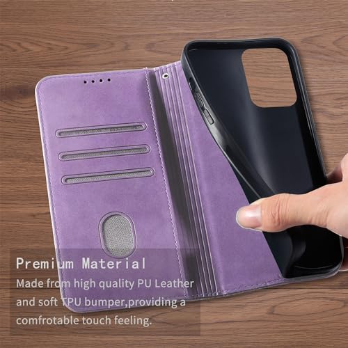 Image of Wallet Case for Motorola Moto G Play 5G (2024) 6.5 inch - Moto G 5G 2024 Flip case, PU Leather Strong Magnetic Folio Phone Cover with Card Holder Slots, Purple
