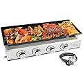 Burner Gas Griddle, 31.88 Inch Outdoor Propane Griddle, Portable Flat Top Grill, Flat Grills Outdoor Cooking, Plancha Para Cocinar, Outdoor BBQ, Camping Tailgating or Picnicking