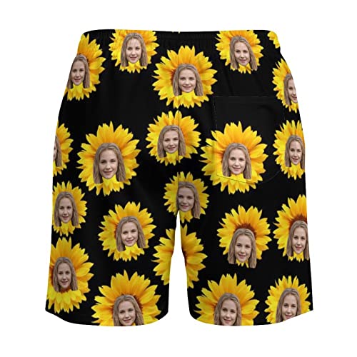 Personalized Wife Face Mens Swim Trunks with Compression Liner 2 in 1 Board Shorts Quick Dry Swimming Trunks with Pockets4