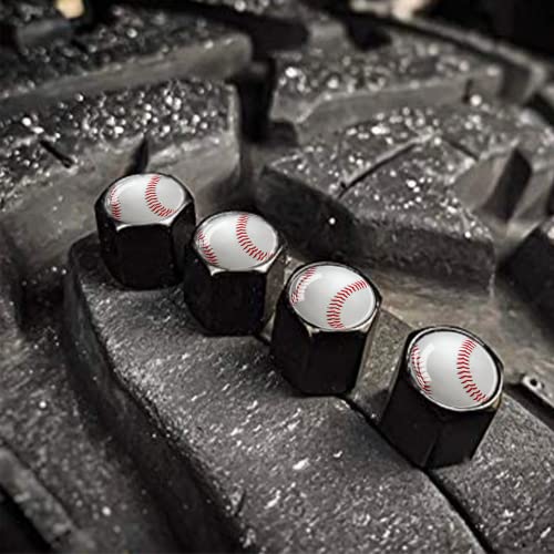 Image of Metal Car Wheel Tire Valve Stem Caps Softball Aluminum Car Tire Air Valve Caps Universal Stem Covers for Cars,SUVs,Trucks,Bikes, Motorcycles,Bicycles,Corrosion Resistant 4 Pack