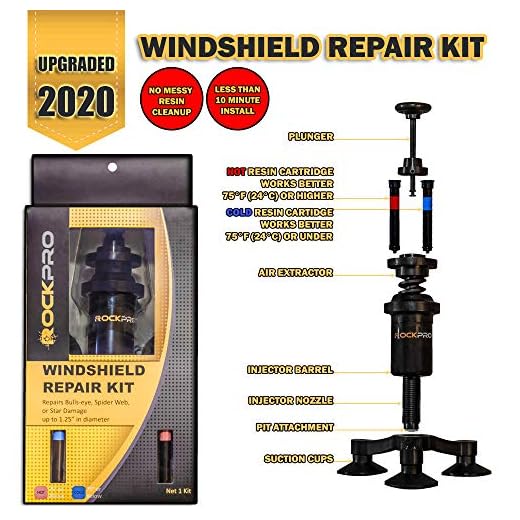 RockPro 2020 Version Consumer System Windshield Repair Kit – for Rock Chips and Cracks of Various Shapes and Sizes