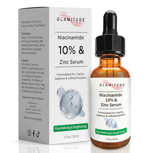 GLAMITUDE Niacinamide 10% & Zinc Serum – Pore Refining & Brightening Face Serum for Oily Skin, Uneven Tone – Lightweight Daily Skincare – 30ml