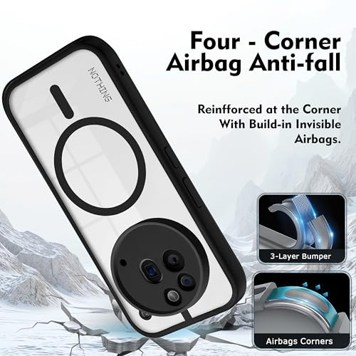 Image of V-TAN Back Cover for Nothing Phone 3A Pro | TPU | Transparent Crystal Clear Magnetic Case Compatible with Nothing 3A Pro | Camera Protective Shockproof Mobile Cover Design (Black)