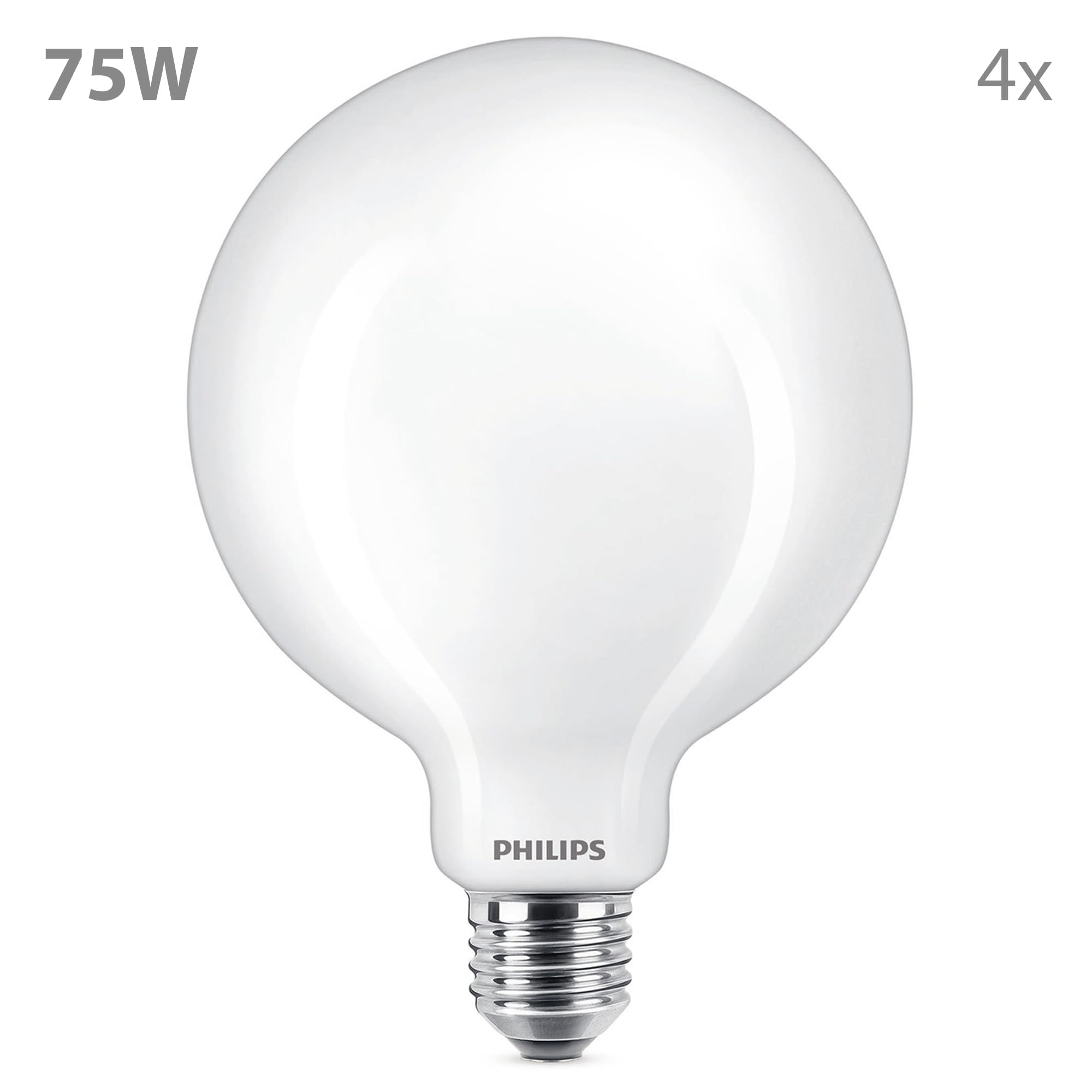 Philips Vorteilspaket - E27 LED Globe Lampe - Matt - 75W - Warmweiß | 4er-Set - Nicht dimmbar