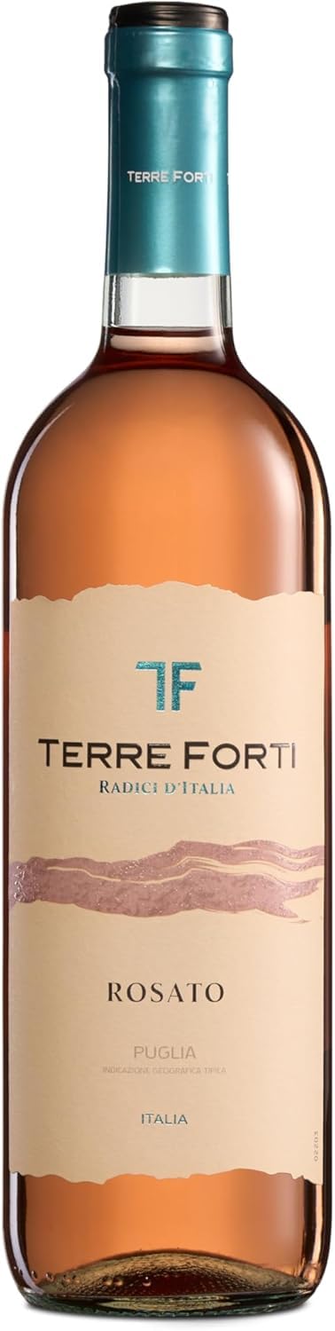 Terre Forti Rosato Puglia IGT, Italienischer Rosé mit Kirsch- und Erdbeernoten, 12% Vol., Karton mit 6 Flaschen mit jeweils 750 ml