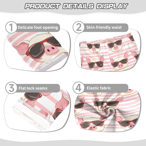 Girls Leggings Sunglasses Pig Pink Strips Kids Length Leggings Pants Athletic Yoga Pants Toddler Tights Trousers 4T3