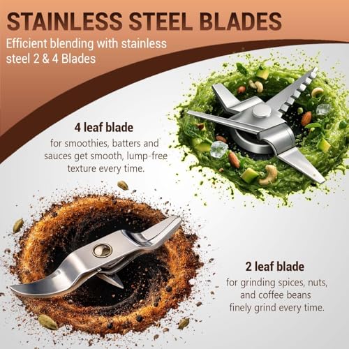 Image of Kanchan Nutri-Blend Mixer Grinder 450 Watt | Blender for Smoothie Juice Puree Masala Chutney, Unbreakable Jars (500ml & 300ml) -SS Blades for Grind & Blend (Copper, 3 Jar)