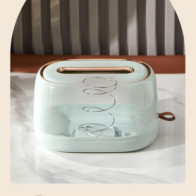 Wall Mounted Desktop Tissue Box Luxury Spring Holder for Home Use Without Hole Drilling Bathroom Toilet Living Room(Light Green) image 3