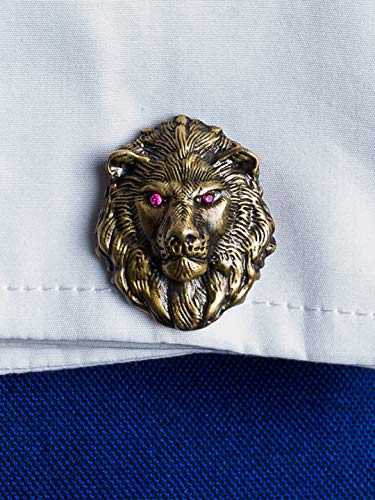 Gemelli a tema leone, gemelli in ottone anticato