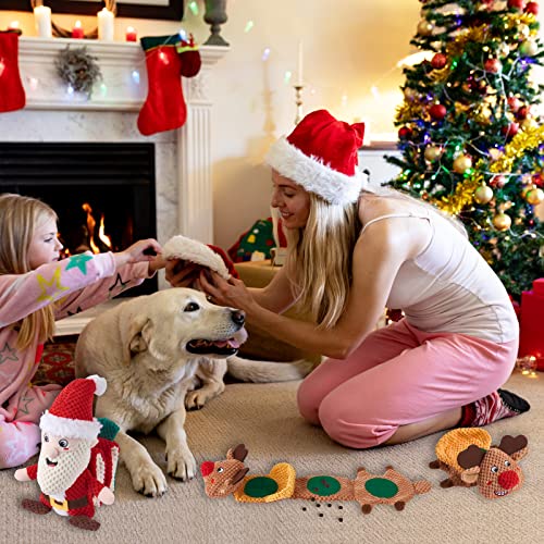 Yzmewael Christmas Dog Puzzle Toys for Boredom Reindeer Squeaky Dog Toys for Foraging Instinct Training Interactive Tough Dog Chew Toys for Small Medium - Image 4