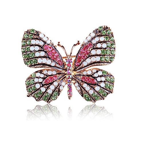 Image of Butterfly Brooch Pins for Women Girls Multicolor Shining Rhinestone Crystal Butterfly Brooch Pin Lapel Safety Pin Corsage Scarf Shawl Clothing Accessories Wedding Party Banquet