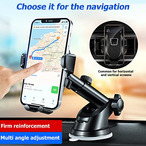 Aicel Car Phone Holder Mount, Suction Cup And Clip For Dashboard Windshield Air Vent, 3-In-1 Rotatable Adjustable Desk Cell Phone Holder, Compatible With Iphone, Samsung, All Smart Phones And Cars #TOP5
