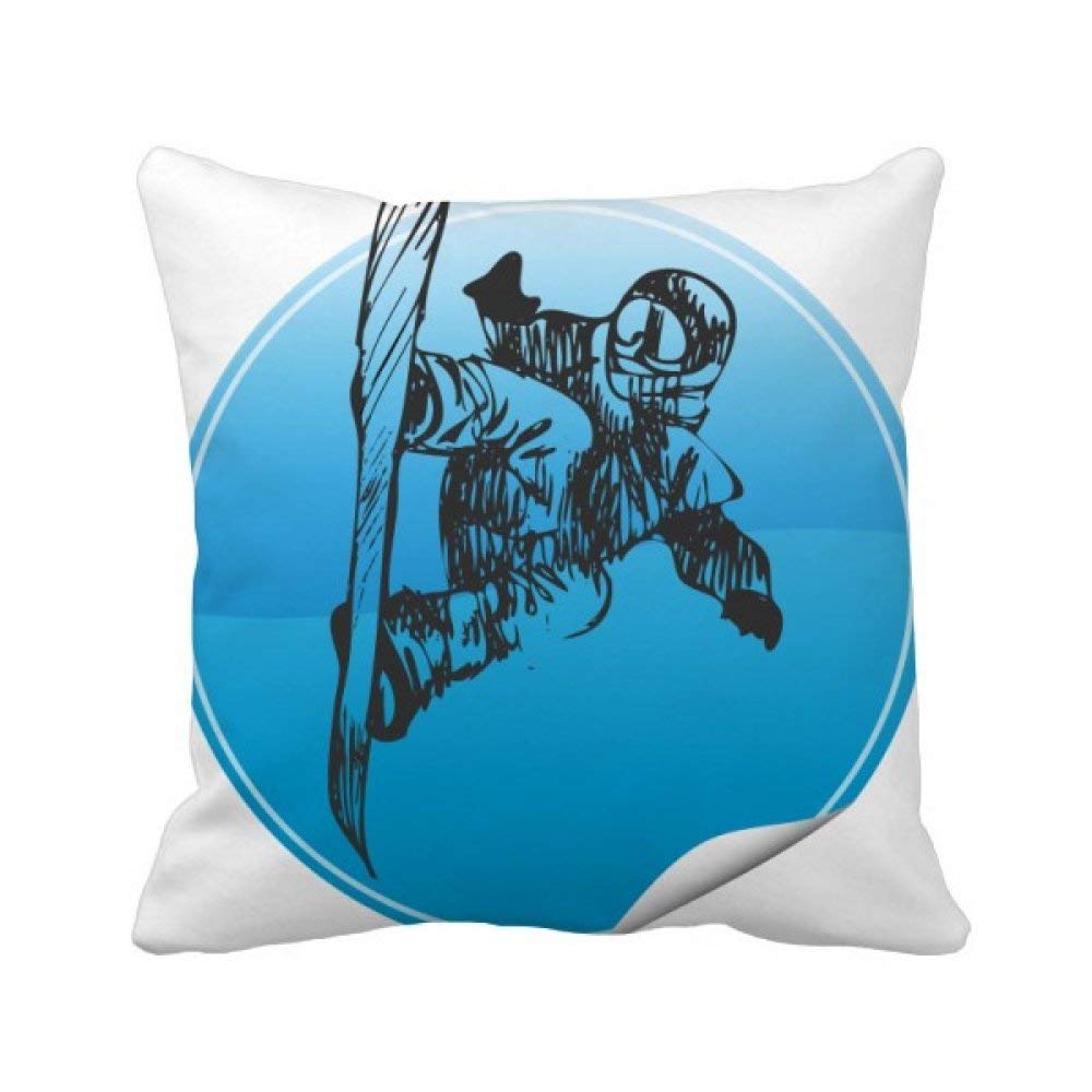 Housse de coussin motif ski carrée pour décoration intérieure alpine