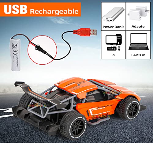 Image of zest 4 toyz RC Car Remote Control Rechargeable Racing Car Alloy High Speed Car Toys for Kids Best Gift Vehicle Toys (Pack of 1) Orange