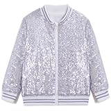 CHENBAO Baby Girls Sequin Jackets Kids Boys Glitter Bomber Jacket Zip Up Coat Sparkle Outwear Birthday Clothes Halloween Christmas Silver 12 Month-2 Years