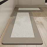 Rutschfeste, saugfähige Diatomit-Küchenmatte, schnell trocknend, Küchenmatte für Waschbecken, kleines Gitter, Küchenmatte für Wohnzimmer, 60 x 180 cm, Braun
